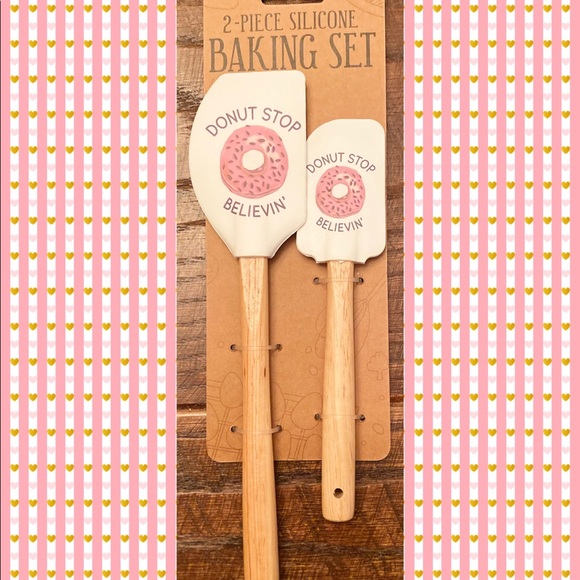 Valentine's Day Donut Themed Silicone Spatula Set of 2, Donut Stop Believen' - Picture 2 of 13